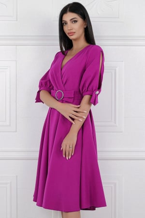 Rochie Midi Elegantă Cloș Magenta [1]