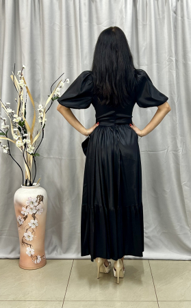 Rochie Elegantă Medie Cloș Neagră [3]