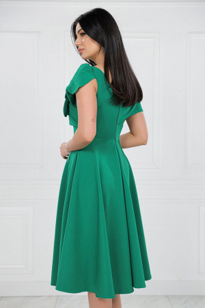 Rochie Midi Elegantă Cloș Verde Decolteu Umeri [5]