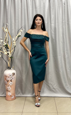 Rochie Elegantă Medie Vedre Smaralad [3]