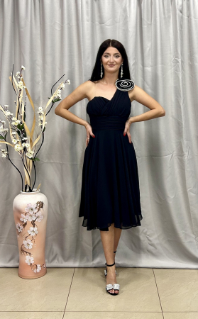 Rochii de ocazie - Rochie Elegantă Medie Cloș Neagră