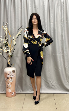 Rochie midi elegantă conică verde cu negru [1]