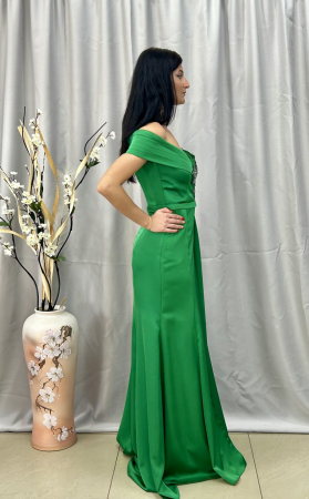 Rochie Elegantă Lungă Verde Decolteu V [2]