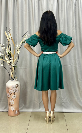 Rochie Elegantă Medie Cloș Verde [3]