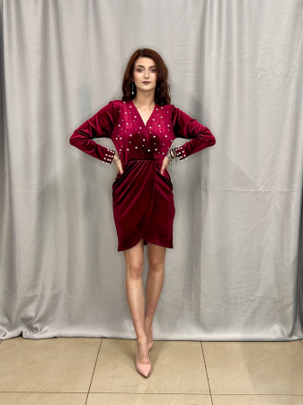 Rochii elegante scurte - Rochie Scurtă Conică Catifea 3 Culori Talie Unică