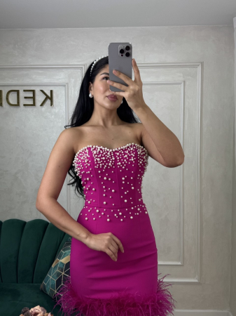 Rochie scurtă elegantă  Fucsia [1]