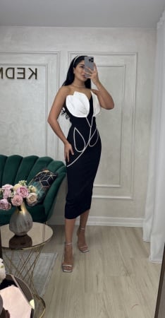 Rochie Midi elegantă conică neagră [1]