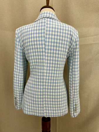 Sacou Tweed carouri alb cu insertii bleu [4]