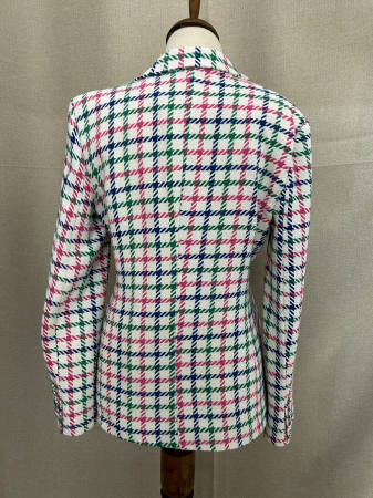 Sacou Tweed carouri alb cu insertii multicolore [4]