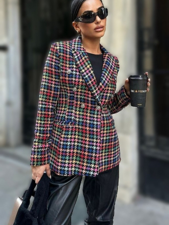 JAKETE / SACOURI - Sacou Tweed carouri multicolor cu nasturi