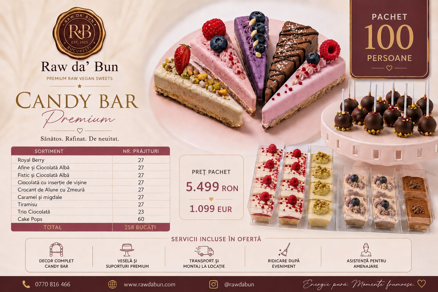 Candy Bar Raw Vegan 100 persoane