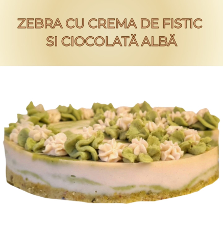 Torturi KETO - Tort cu Fistic și Ciocolată Albă, model Zebra