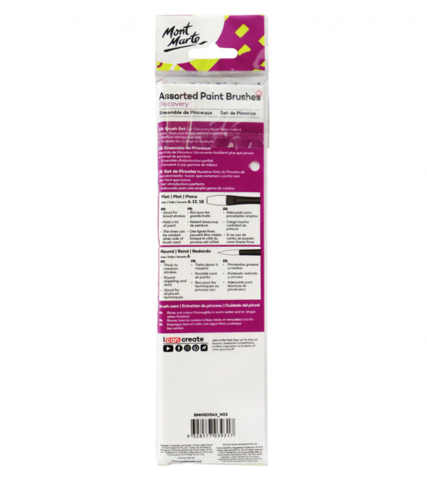 BMHS0043 Pensule Mont Marte Discovery, pentru acrilic și ulei 4buc/set [2]