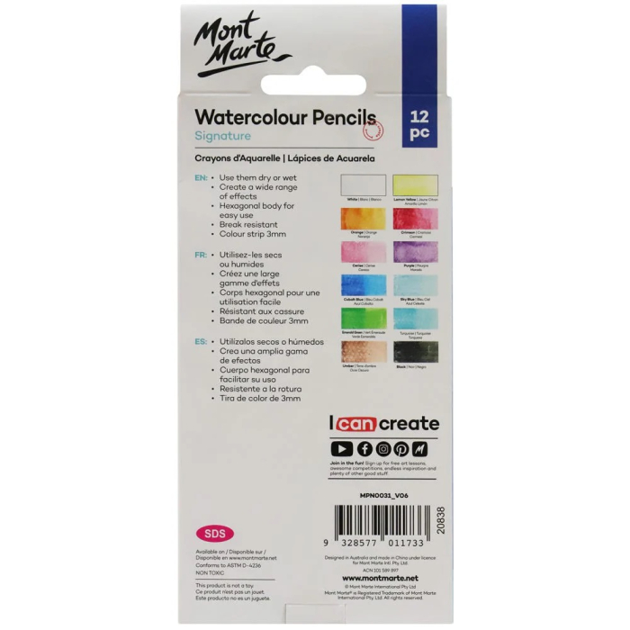 Creioane Watercolour Mont Marte 12/set [6]