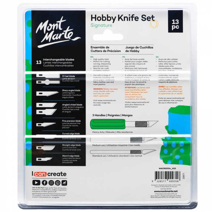 MACR0004 Cuțit HOBBY Mont Marte lamă SK5 13/set [7]