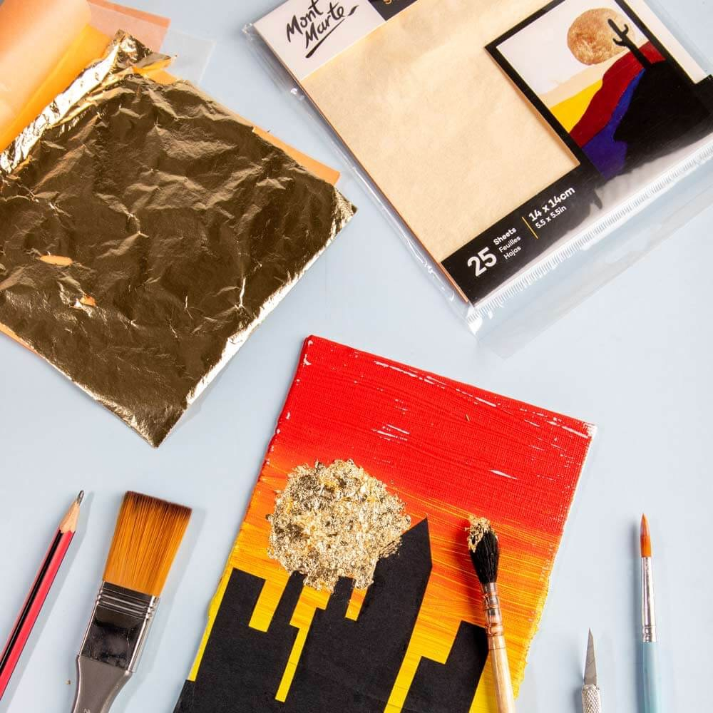 Imitatie foita Mont Marte 14x14cm 25 coli Gold [10]