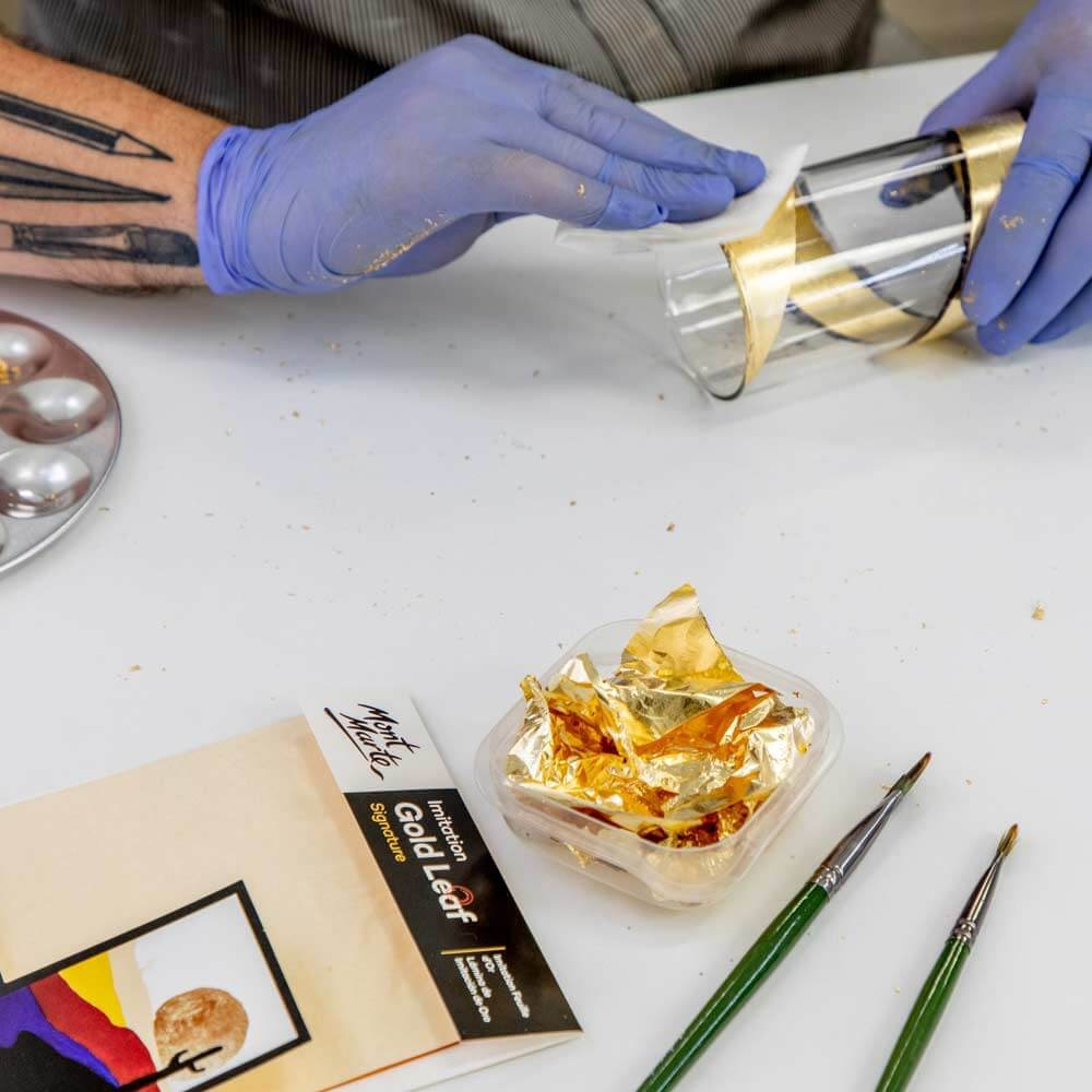 Imitatie foita Mont Marte 14x14cm 25 coli Gold [7]