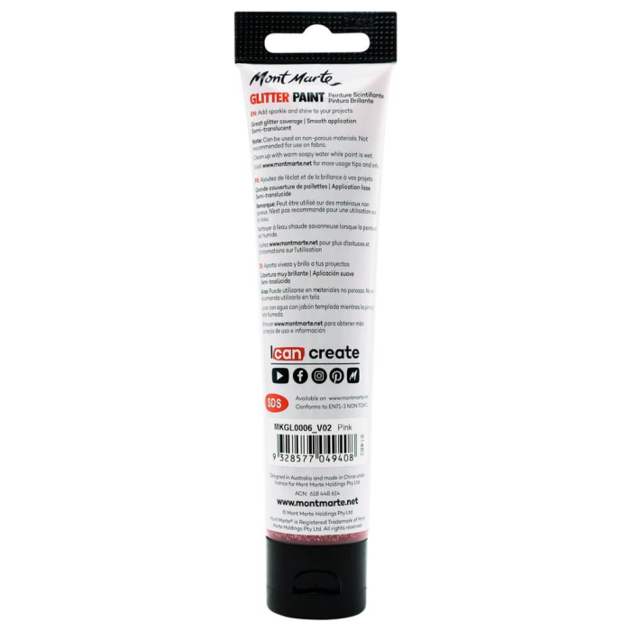 MKGL0006 Vopsea cu sclipici 75ml Mont Marte - Pink [3]