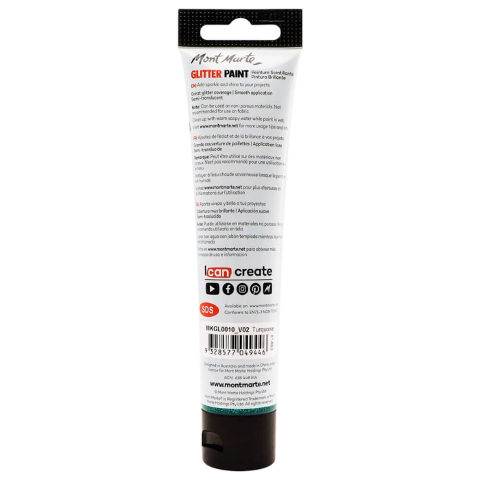 MKGL0010 Vopsea cu sclipici 75ml Mont Marte - Turquoise [3]
