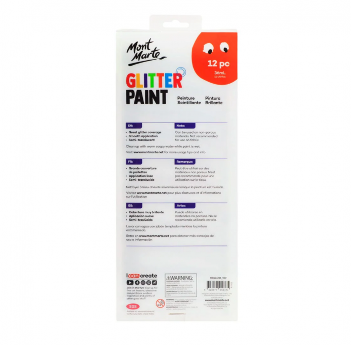 MKGL1236 Set vopsea cu sclipici Mont Marte 36ml 12/set [4]