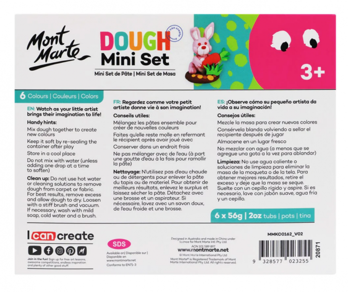 MMKC0162 Plastelină pt copii Mont Marte 60g 6/set [2]
