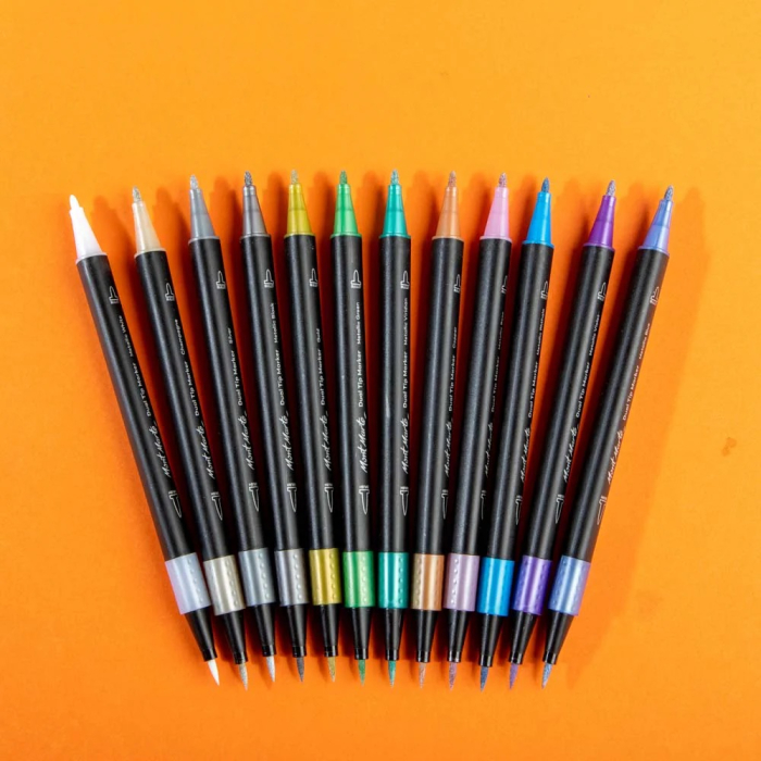 MMPM0063 Markere metalizate duo Pensulǎ/Rotund Mont Marte 12buc [2]