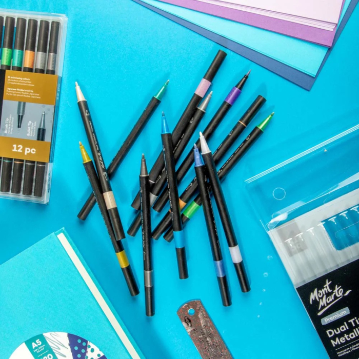 MMPM0063 Markere metalizate duo Pensulǎ/Rotund Mont Marte 12buc [9]