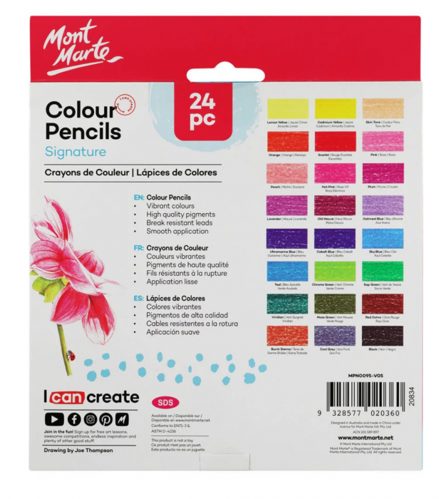 MPN0095 Creioane colorate culori esențiale Mont Marte 24buc/set [2]