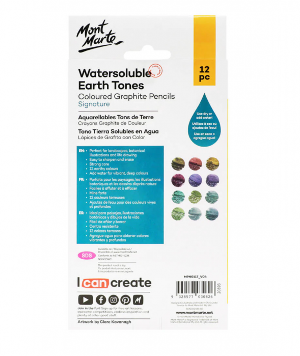 MPN0117 Grafit color acuarelabil nuanțe natur Mont Marte 12buc [4]