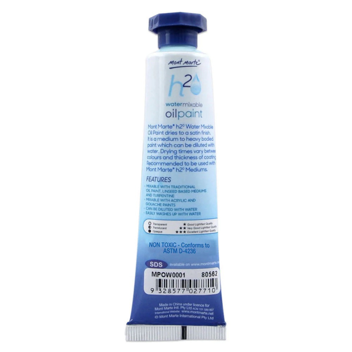 MPOW0001 – Vopsea ulei mixabilă cu apă Mont Marte 37 ml – Titanium White [2]