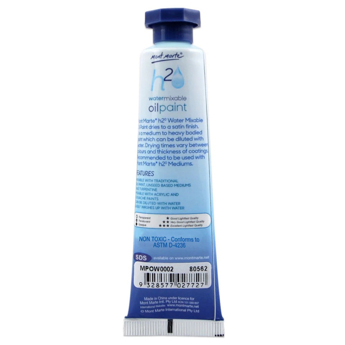 MPOW0002 Vopsea ulei mixabilǎ cu apǎ Mont Marte 37 ml - Zinc White [2]