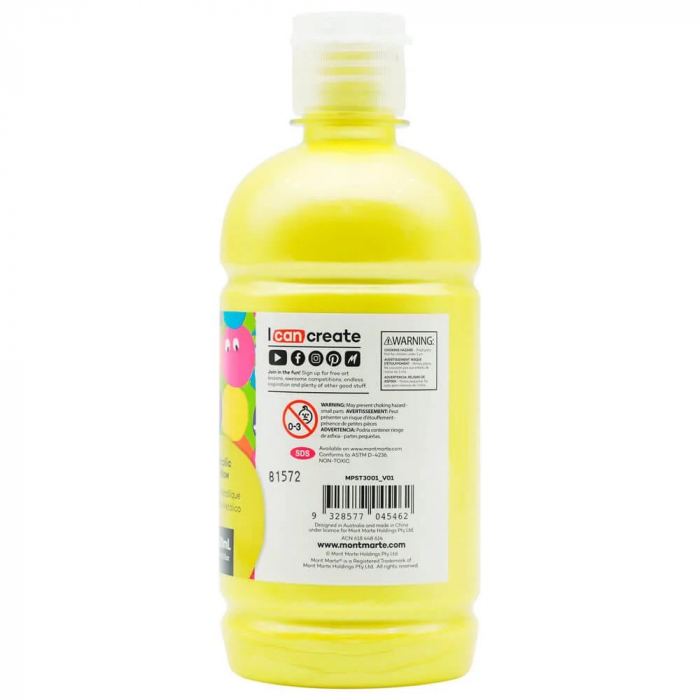 MPST3001 Vopsea Tempera Mont Marte 500ml - Metallic Yellow [2]
