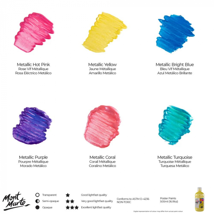 MPST3003 Vopsea Tempera Mont Marte 500ml - Metallic Hot Pink [10]
