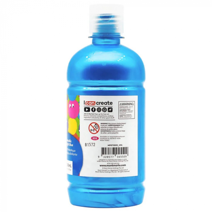 MPST3005 Vopsea Tempera Mont Marte 500ml - Metallic Bright Blue [2]
