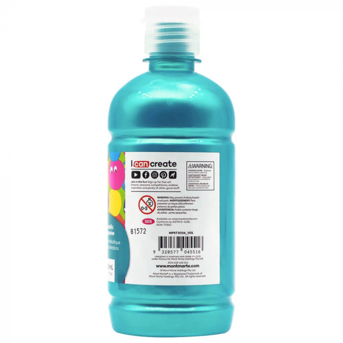 MPST3006 Vopsea Tempera Mont Marte 500ml - Metallic Turquoise [2]