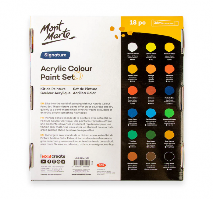 MSCH1836 Set vopsea acrilică Mont Marte 18x36ml [3]