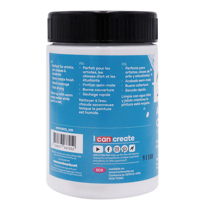 MSCH3001 Vopsea acrilică Mont Marte Studio 300ml- Titanium White [2]