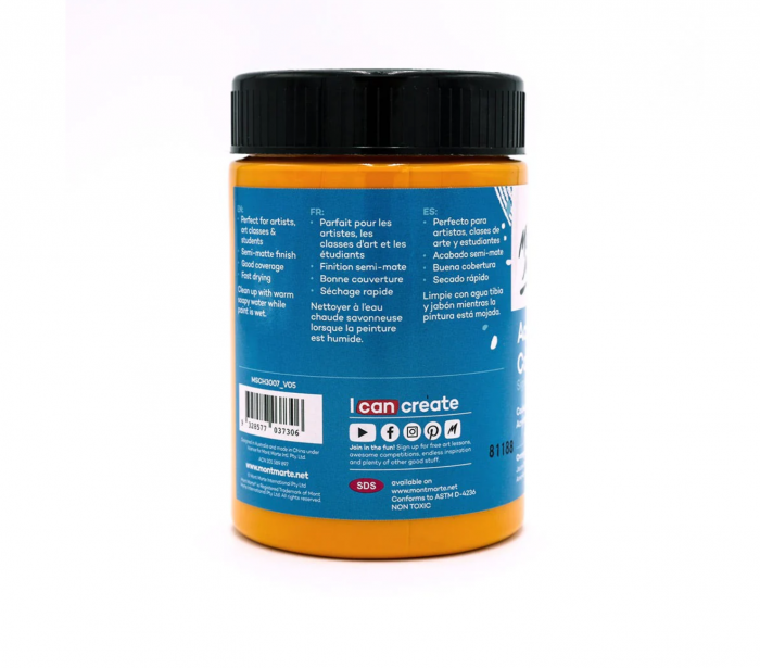 MSCH3007 Vopsea acrilică Mont Marte Studio 300ml- Orange Yellow [2]