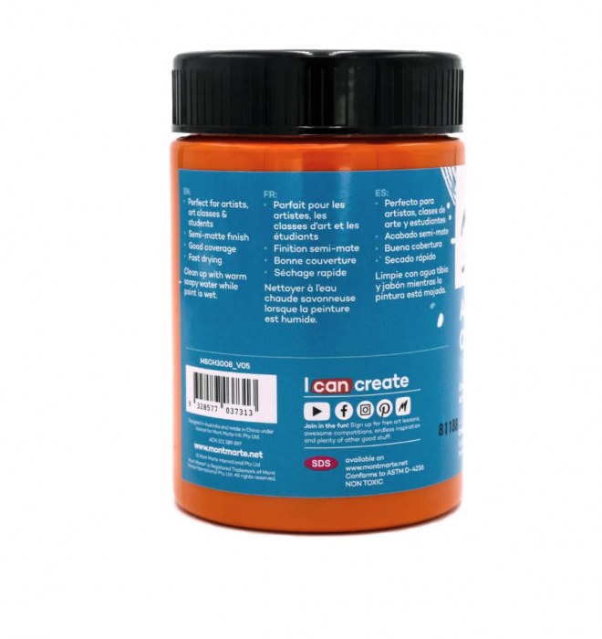 MSCH3008 Vopsea acrilică Mont Marte Studio 300ml – Orange [2]