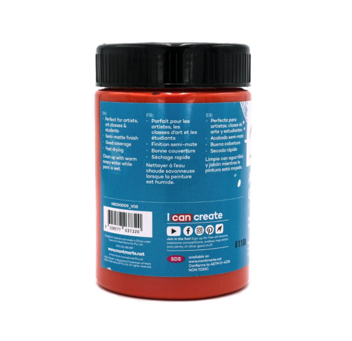 MSCH3009 Vopsea acrilică Mont Marte Studio 300ml- Vermillion [2]