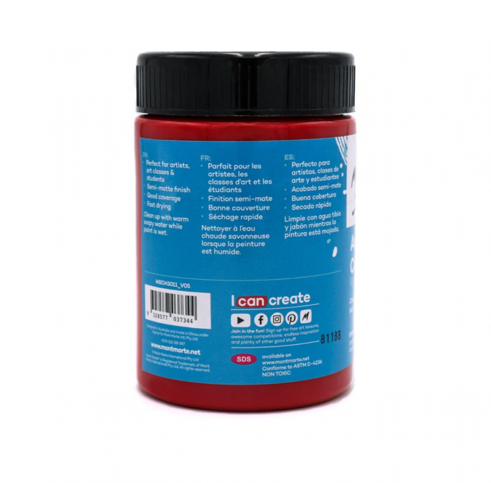 MSCH3011 Vopsea acrilică Mont Marte Studio 300ml – Crimson [2]