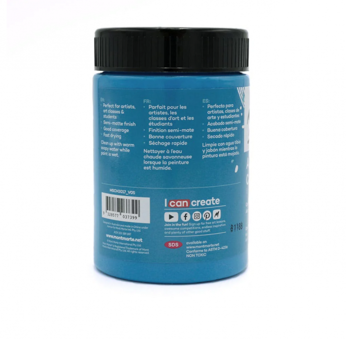 MSCH3017 Vopsea acrilică Mont Marte Studio 300ml - Cerulean Blue [2]