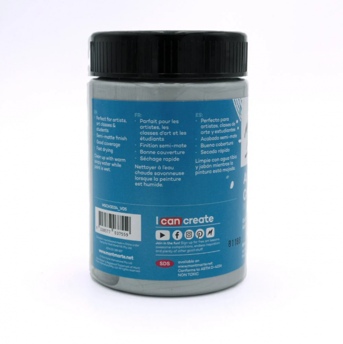 MSCH3034 Vopsea acrilică Mont Marte Studio 300ml – Silver [2]