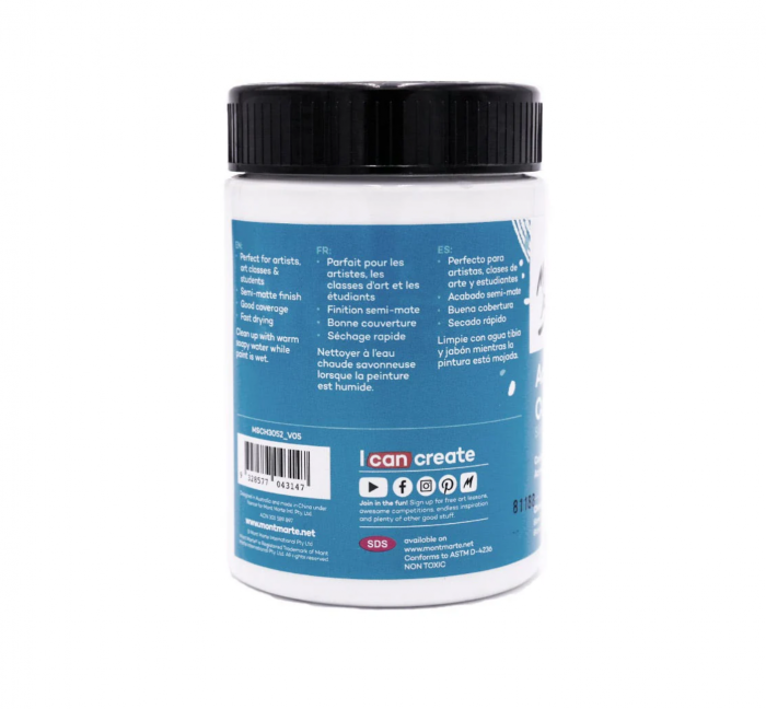 MSCH3052 Vopsea acrilică Mont Marte Studio 300ml- Chinese White [2]
