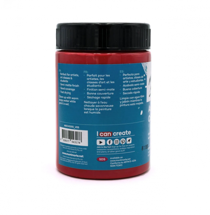 MSCH3055 Vopsea acrilică Mont Marte Studio 300ml - Carmine [2]