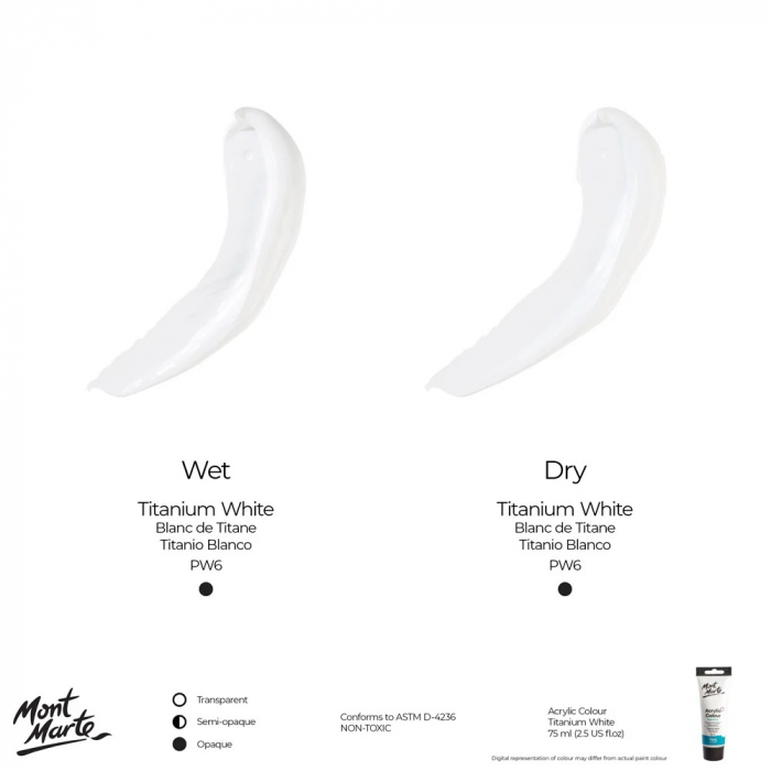 MSCH7501 Vopsea acrilică Mont Marte 75ml  - Titanium White [8]