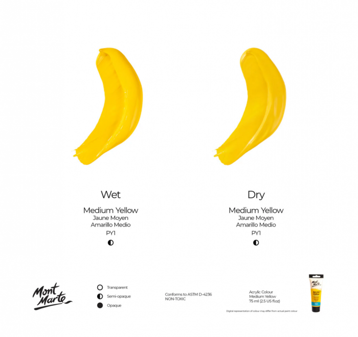MSCH7504 Vopsea acrilică Mont Marte 75ml - Medium Yellow [4]