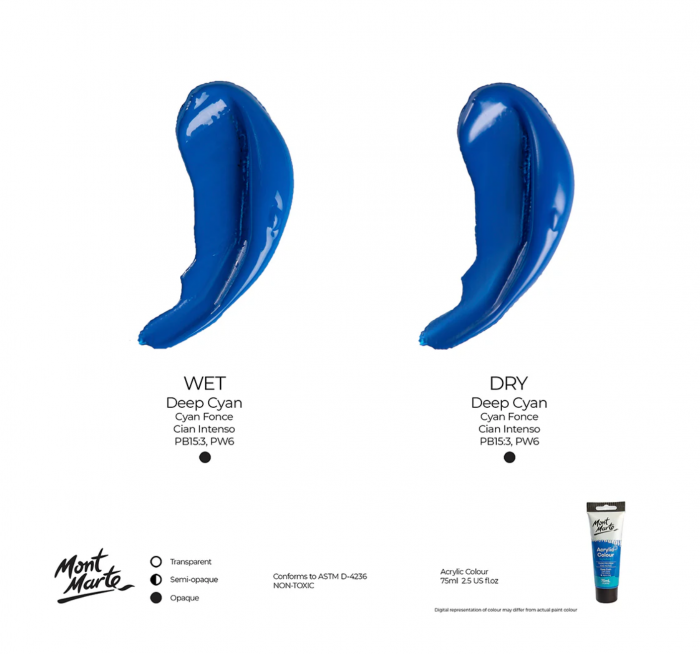 MSCH7518 Vopsea acrilică Mont Marte 75ml - Deep Cyan Blue [3]