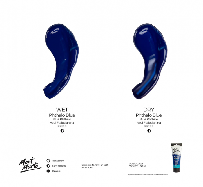 MSCH7520 Vopsea acrilică Mont Marte 75ml - Phthalo Blue [2]