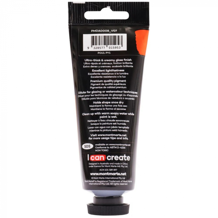 PMDA0008 Vopsea acrilică Dimension Mont Marte 75ml - Orange [3]